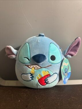 Disney Blue Stitch Plush with Red Fries Embroidery